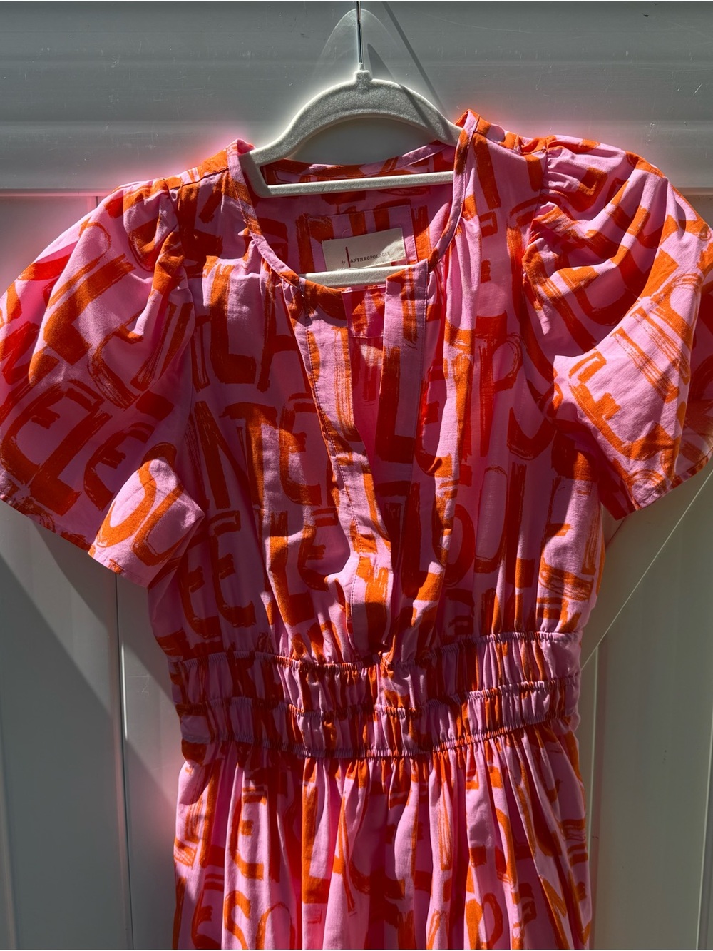 Anthropologie The Somerset Maxi Dress Pink French Writing - Picture 6 of 8